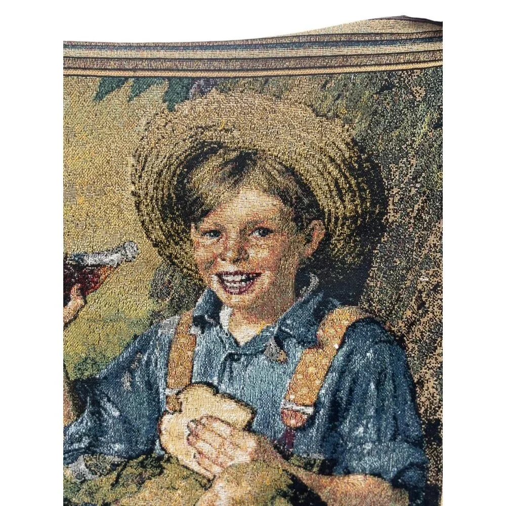 Coca-Cola‎ Woven Throw Blanket 48x54 Norman Rockwell Art